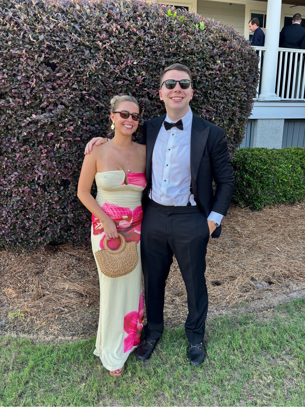 Peppermayo Strapless Floral Maxi Dress in Cream and Pink